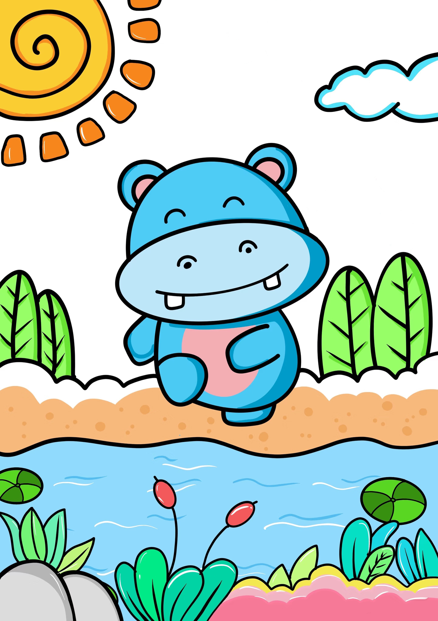 【转】简笔画-河马