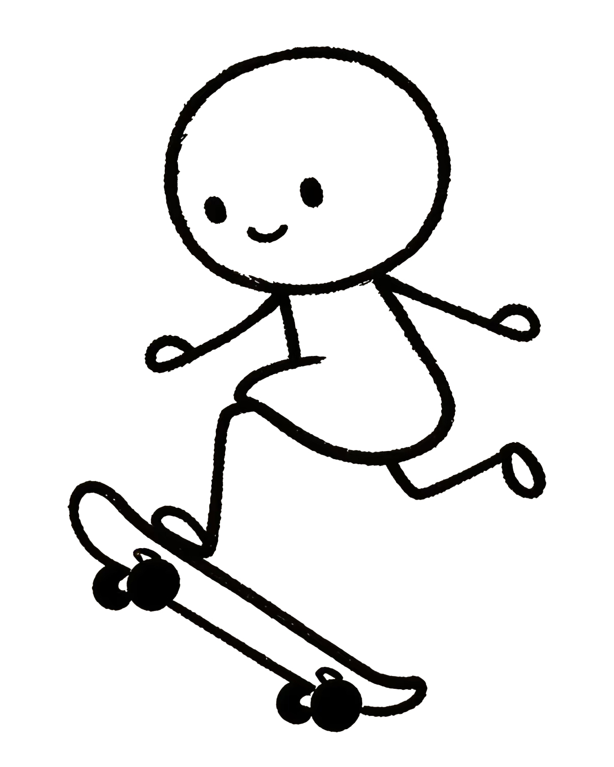 【转】简笔画-玩滑板